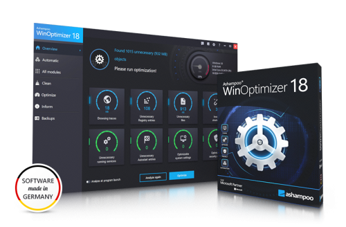 ashampoo WinOptimizer 18 dla Windows - przyspieszanie wydajności systemu - licencja dożywotnia